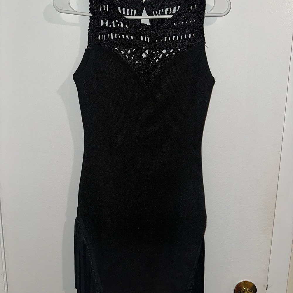 Elegant Black Crochet Dress